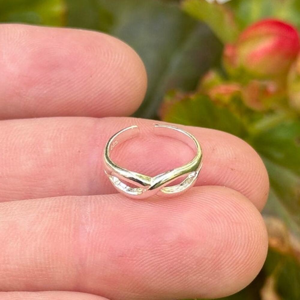 Sterling Silver Adjustable Infinity Loop Toe Ring - image 1
